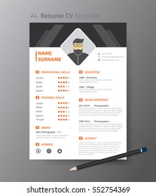 Clean modern design template of  resume or CV,vector illustration