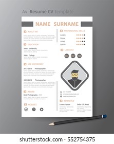 Clean modern design template of  resume or CV,vector illustration