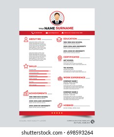 Clean Modern Design Template Of Resume, CV Template, Vector Graphic Layout