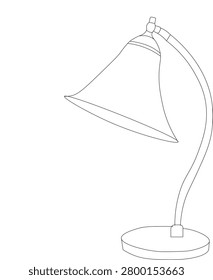 Clean and modern desk lamp line art vector illustration featuring a minimalist table light design. Ideal for home decor, office workspace concepts, interior design projects, lighting catalogs, furniture collections, websites, presentations, and educational materials. Isolated outline drawing with simple and elegant style.