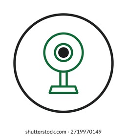 Un diseño digital limpio y moderno que representa una cámara web significa la esencia de la comunicación remota y la conexión digital. Este icono minimalista simboliza visualmente la tecnología contemporánea,