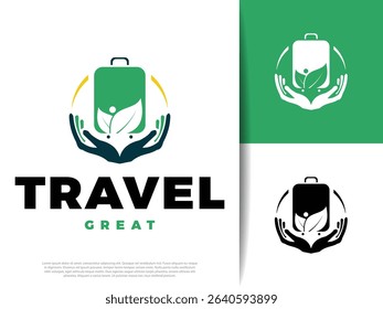 A clean and modern eco travel bag icon perfect for sustainable travel themes, apps, websites, and packaging. Ideal for eco-conscious branding and green lifestyle projects.