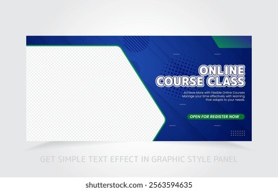 Clean and modern e-learning banner with customizable text effects via the Graphic Style panel