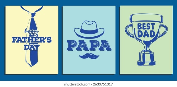 Clean and modern Father's Day poster with essential dad icons. Great for ads, social media, or prints celebrating and appreciating fathers in a sleek, stylish way.