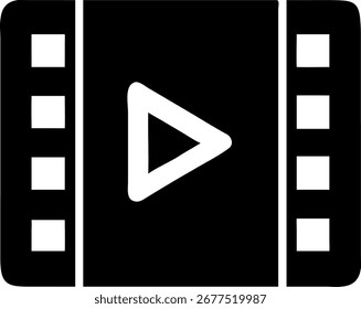 Icono de diseño plano limpio y moderno con un Botón Video de reproducción dentro de un círculo, perfecto para la reproducción y los controles de medios.