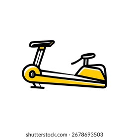 Clean and modern flat design illustration of a rowing machine, perfect for fitness graphics and web.