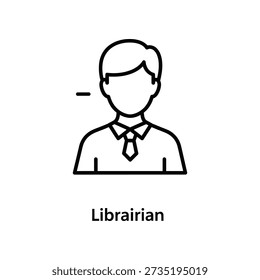 Clean and modern flat design librarian icon in minimalist style, ideal for educational materials, apps, and professional presentations.
