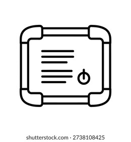 Clean and modern flat design power button icon with simple lines, ideal for tech, apps, and user interface design projects.