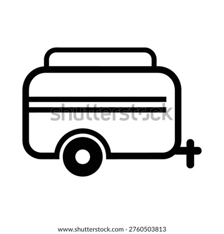 Clean and modern flat design vector illustration of a compact camping trailer, ideal for travel, outdoor adventure, and lifestyle marketing materials.