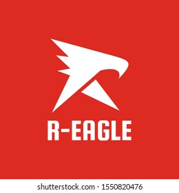 Clean modern flat Eagle forming letter R logo design