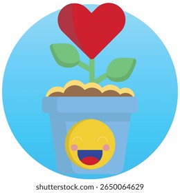 A clean, modern flat icon representing a planted seedling or sprout, ideal for nature, gardening, growth, and eco-friendly themes. Features simple shapes and vibrant colors.