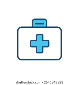 Um ícone de linha plana limpo e moderno de um kit de primeiros socorros, ideal para uso em serviços médicos, de saúde, emergências, farmácia, hospital ou projetos relacionados à Covid-19. Formato editável de traçado e vetor.