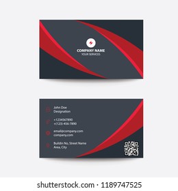 Clean Modern Flat Minimal Red and Black Corporate Business Card for Businessmen and Freelancers