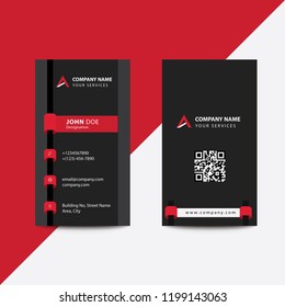 Clean Modern Flat Red and Black Fold Style Corporate Business Card