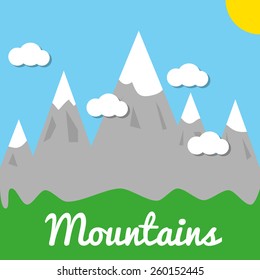 Clean modern flat vector mountains lanscape scenery background