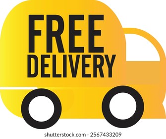 A clean and modern "Free Delivery" icon designed to enhance e-commerce platforms, advertisements, and promotional content. The icon features a sleek design with universal symbols such as a delivery tr