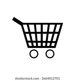 Eine saubere, moderne Grafik mit einem stilisierten Warenkorb-Symbol, perfekt für E-Commerce und Einzelhandel Branding. Umfasst mehrere Farboptionen.