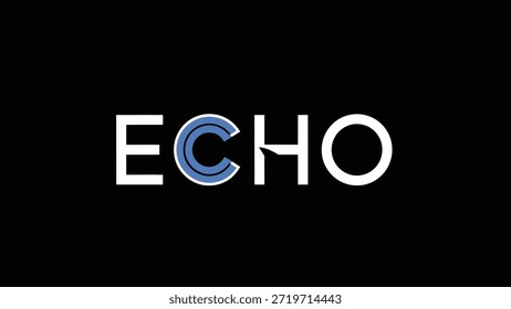Un gráfico limpio y moderno con la palabra "ECHO" en una fuente blanca minimalista sobre un fondo negro. La letra 'C' es única
