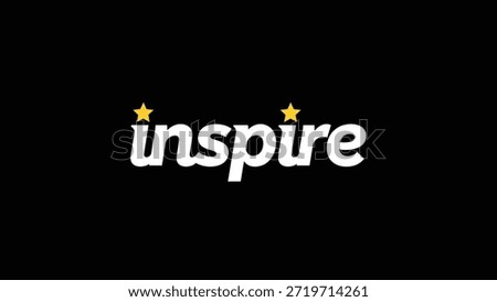 A clean and modern graphic featuring the word "inspire" in white, stylized font. Two yellow stars adorn the letters, adding a touch of brilliance