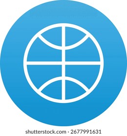 Um gráfico limpo e moderno representando uma bola de basquete, perfeito para marcas esportivas, logotipos de equipes ou interfaces de jogos digitais. Apresenta uma bola laranja clássica com linhas pretas.