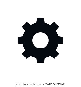 Un gráfico limpio y moderno que representa un engranaje con un arco blanco distintivo. Este icono es ideal para transmitir conceptos de ingeniería, herramientas, configuración o preferencias del sistema.