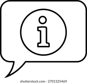 A clean and modern graphic representing information or a message, presented within the distinct shape of a speech bubble.