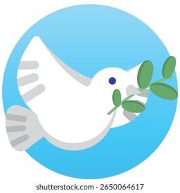 A clean, modern graphic representing peace, likely featuring a dove or the peace symbol, rendered in a flat design style with a limited color palette for versatility.