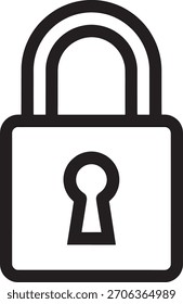 Un gráfico limpio y moderno que representa un candado de seguridad, adecuado para interfaces digitales, aplicaciones y marcas. Presenta líneas atrevidas y una forma clásica de candado.