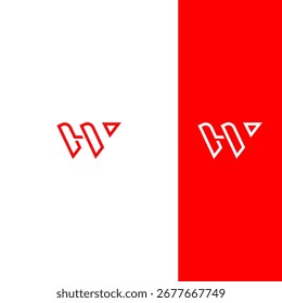 Design de logotipo HW limpo e moderno com formas geométricas abstratas em vermelho e branco, perfeito para projetos de marca e identidade. Design versátil para várias aplicações.