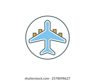 Clean, modern icon of an airplane inside a circle. Perfect for travel, aviation, and transportation websites, apps, or presentations.