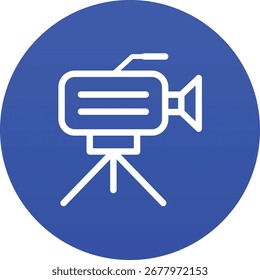 Un ícono limpio y moderno con una cámara montada en un trípode, perfecto para Fotografía, videografía o diseños relacionados con la vigilancia. Este gráfico es fácilmente escalable.