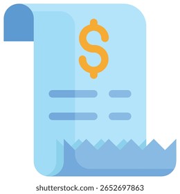 A clean, modern icon representing a bill or invoice. This versatile graphic is suitable for financial, accounting, or business-related applications, offering a clear visual cue for monetary .