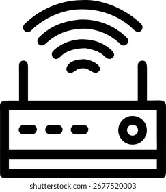 A clean, modern icon representing a router with an amplified signal, suggesting boosted connectivity and strong wireless performance.