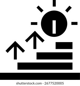 A clean, modern icon representing upward movement, growth, or progress. Suitable for business, technology, or finance themes.