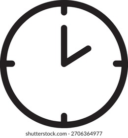 Um ícone limpo e moderno que representa um relógio ou relógio, adequado para interfaces digitais, aplicativos ou marcas.