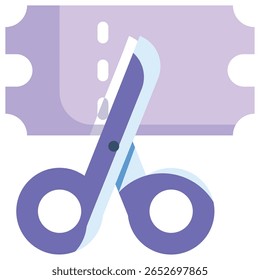 A clean, modern icon set featuring a stylized pair of scissors cutting a perforated line, symbolizing savings, discounts, or deals. Ideal for retail and finance applications.