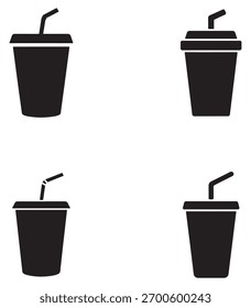 Um ícone limpo e moderno com um copo sem palha em estilo de silhueta arrojada, perfeito para marca ecoconsciente.