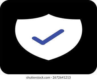 Ein sauberes, modernes Symbol eines Schilds mit einem Häkchen, das Sicherheit, Schutz und Überprüfung symbolisiert. Perfekt für Apps und Websites, die sich auf Datenschutz, Cybersicherheit und vertrauenswürdige Dienste konzentrieren.