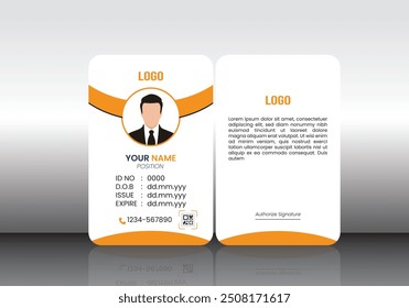 A clean and modern ID card template perfect for corporate, educational, or event purposes. This design features a professional layout with customizable fields for essential details such as name etc.