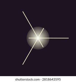 A clean and modern illustration featuring a three-pointed star light flare. The balanced geometric lines and soft central glow provide a minimalist aesthetic suitable for icons UI design or high-en