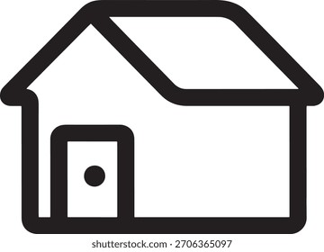 Una ilustración limpia y moderna de una casa, adecuada para conceptos arquitectónicos, bienes raíces o temas residenciales. Cuenta con líneas en negrita y una paleta de colores simple.