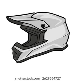 Clean and modern illustration of a white motocross or dirt bike helmet with a visor and open face design. Suitable for off-road biking, motorsports themes, or safety gear graphics.
