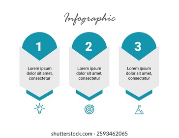 Clean and Modern Infographic Template 3-Step Timeline for Business Planning and Execution