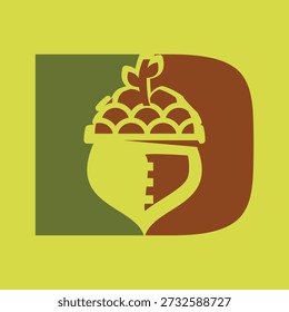 Ein sauberer und moderner Anfangsbuchstabe D Kiefernzapfen Icon Design, ideal für Natur, Wald, Öko, Bio- und Nachhaltigkeitskonzepte, geeignet für Apps, Websites, Verpackungen, Labels und digitale Projekte.