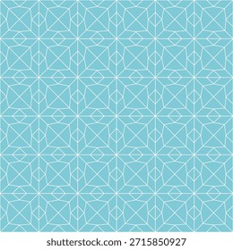 Un patrón geométrico islámico limpio y moderno que utiliza líneas azules delgadas. Excelente para fondos, invitaciones, branding y temas visuales islámicos contemporáneos.