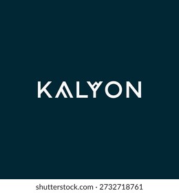 A clean and modern KALYON logo featuring stylized typography with a unique 'A' character, set against a deep teal background, representing contemporary branding.