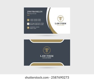 A clean and modern lawyer business card template, perfect for attorneys, law firms, and legal consultants. This fully editable design features a professional layout, elegant typography.