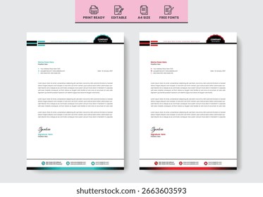 clean modern letterhead design concept