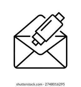 Clean and modern line art envelope with paperclip symbol, ideal for email, attachment, and office concepts.
