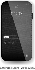 A clean and modern lock screen interface design featuring a search bar, location icon, and a textured background pattern.